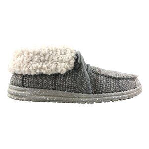 Hey Dude Women's Size 7 Britt Grey Faux Fur Lined Foldover Cuff Slip On Shoes